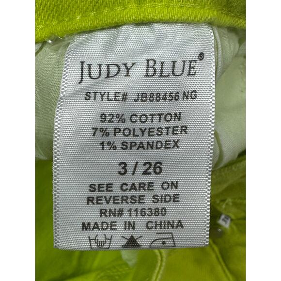Judy Blue Women's Slim Fit Neon Green Skinny Denim Jeans - Size 3 (26x28.5) - Picture 6 of 6